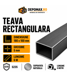 Teava rectangulara 180 x 100 x 5 mm, 12 metri